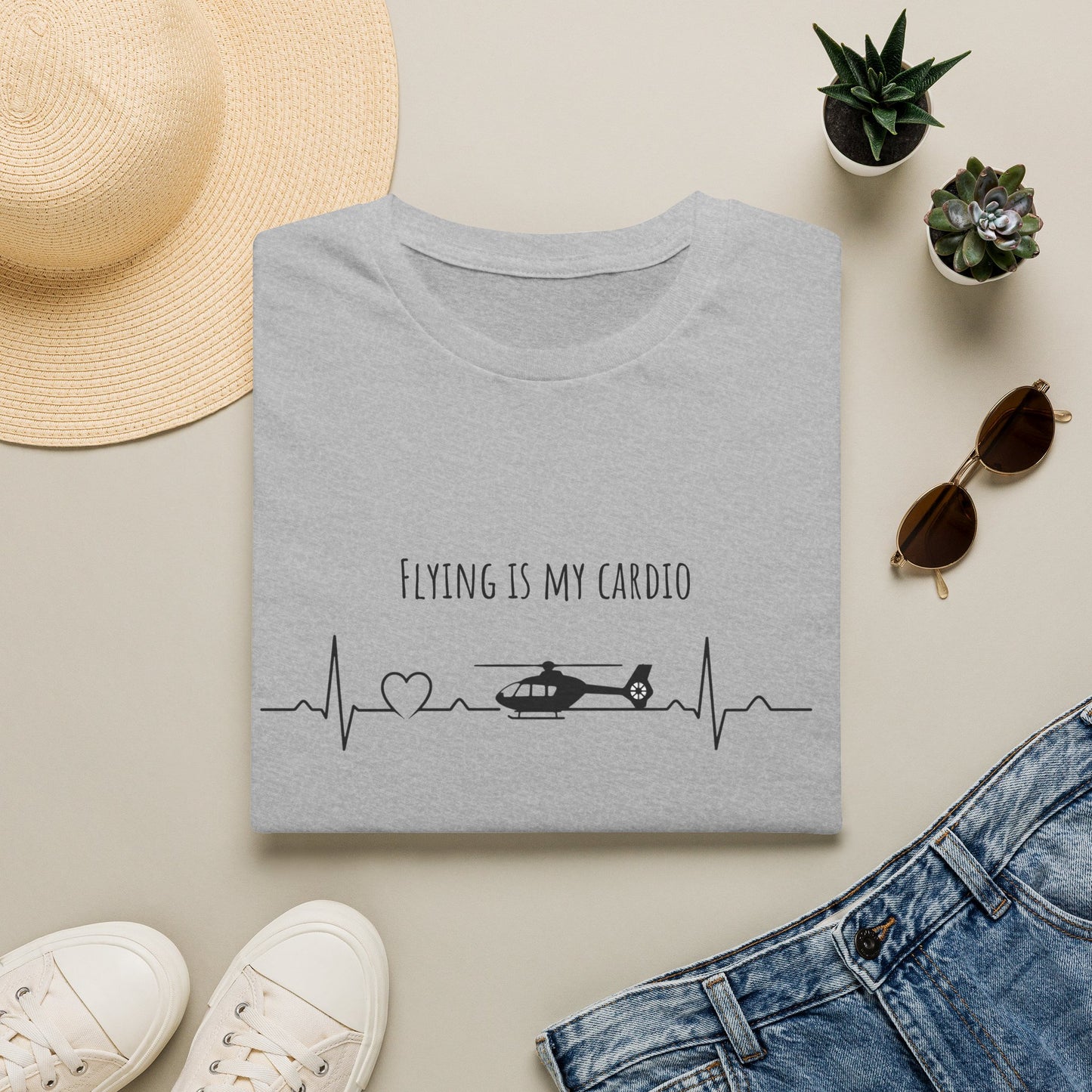 Flying Is My Cardio Helicopter T-Shirt — Pilot & Aviation Lover Tee