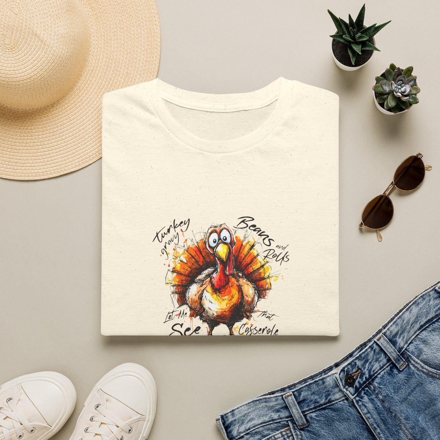 Thankful Turkey T-Shirt — Funny Watercolor Thanksgiving Tee