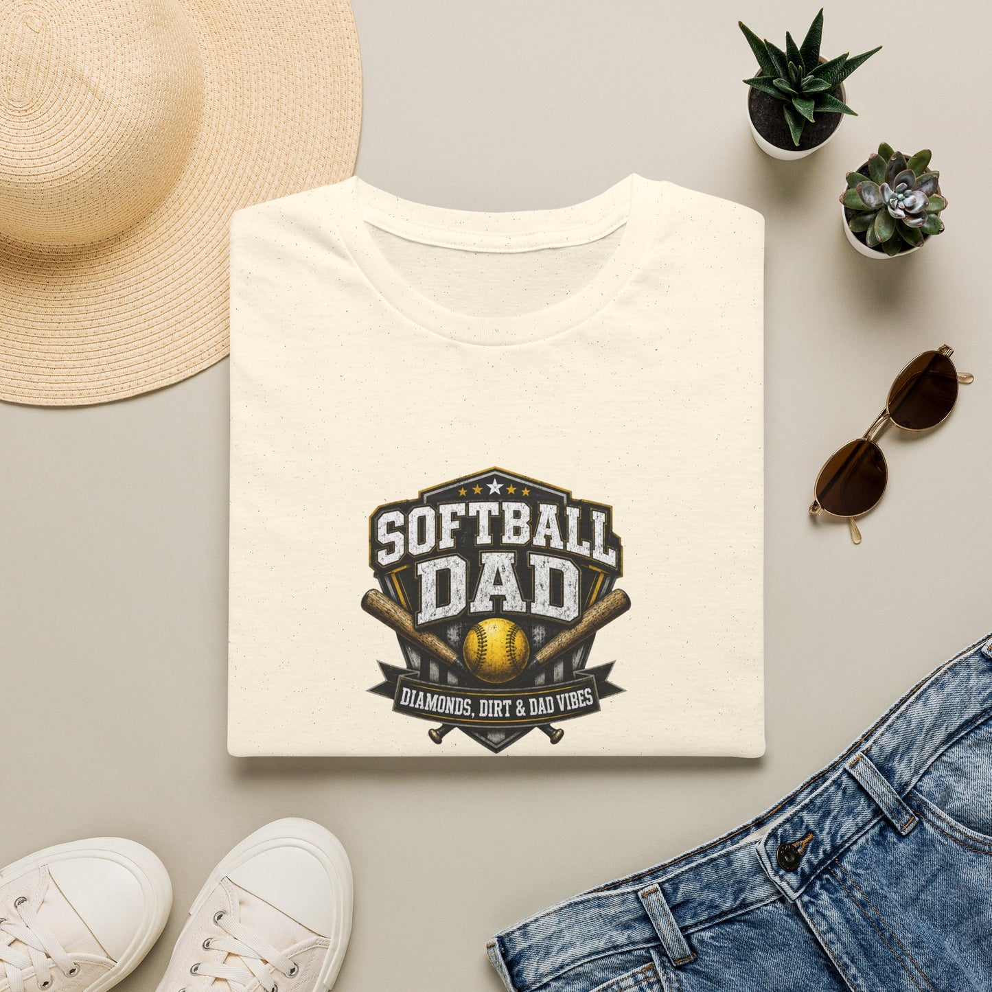 Softball Dad T-Shirt — Vintage Baseball Bat & Glove Design