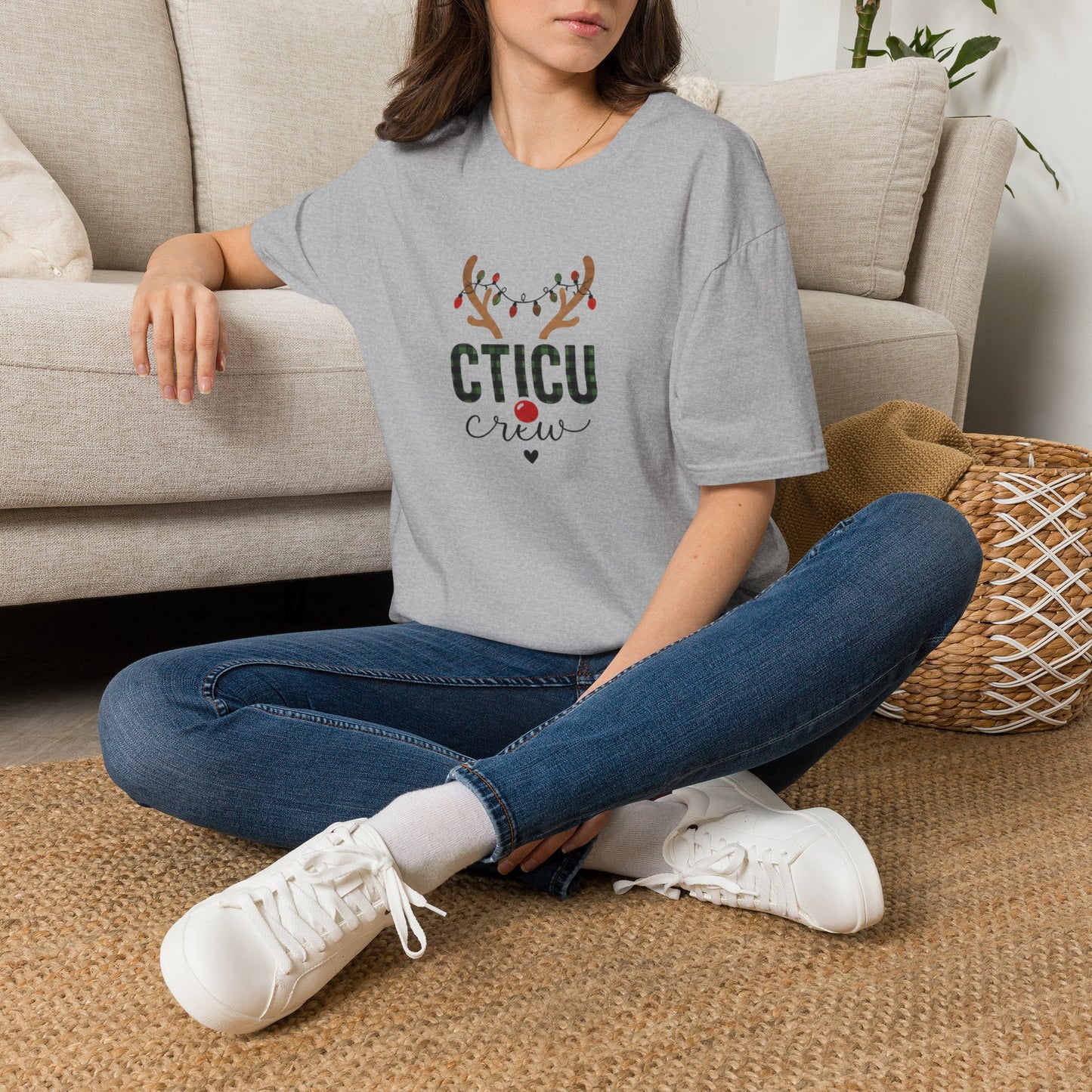 CTICU Crew Christmas T‑Shirt — Reindeer Antlers ICU Nurse Holiday Tee