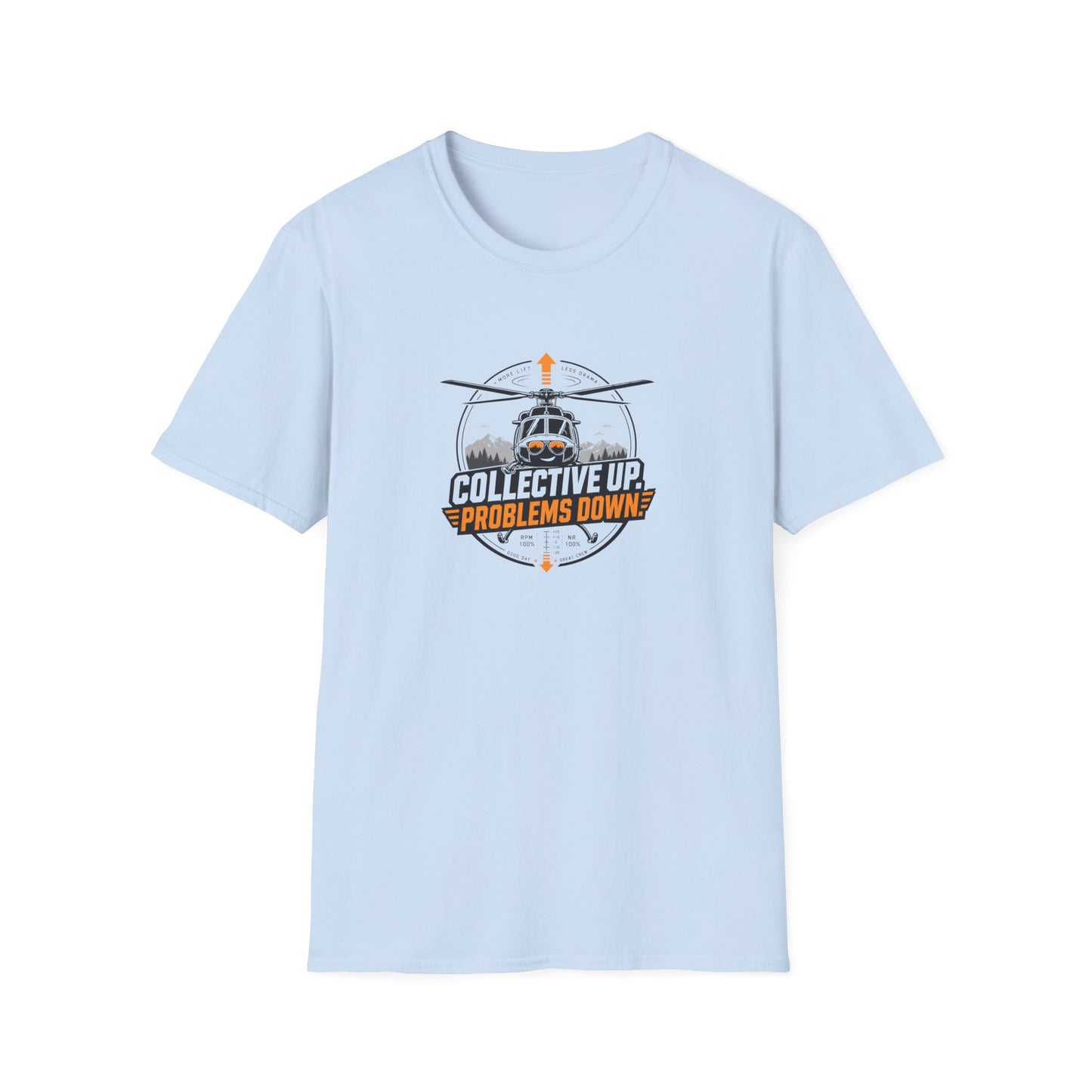 Helicopter T-Shirt — "Collective Up, Problems Down" Rescue Shirt