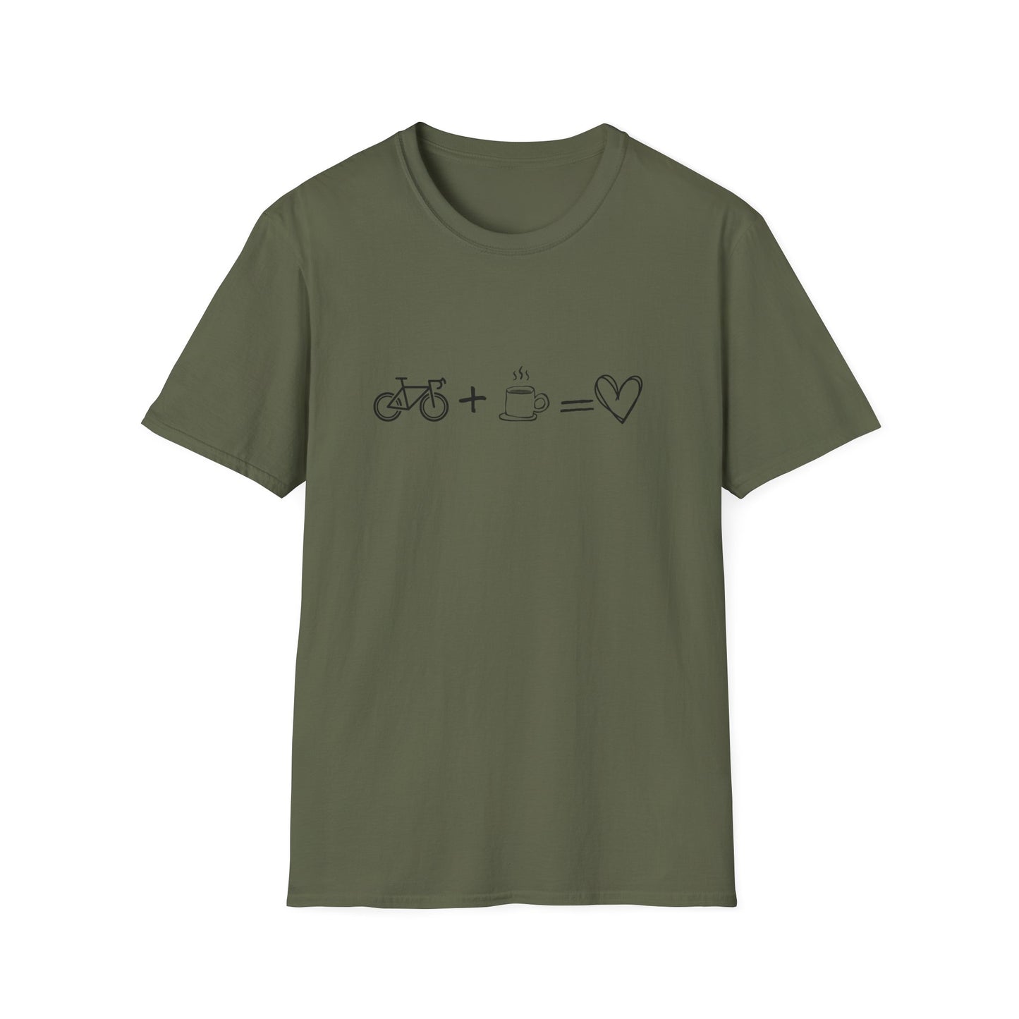 Bike + Coffee = Love Graphic Tee — Minimal Cycling & Coffee Lover Shirt