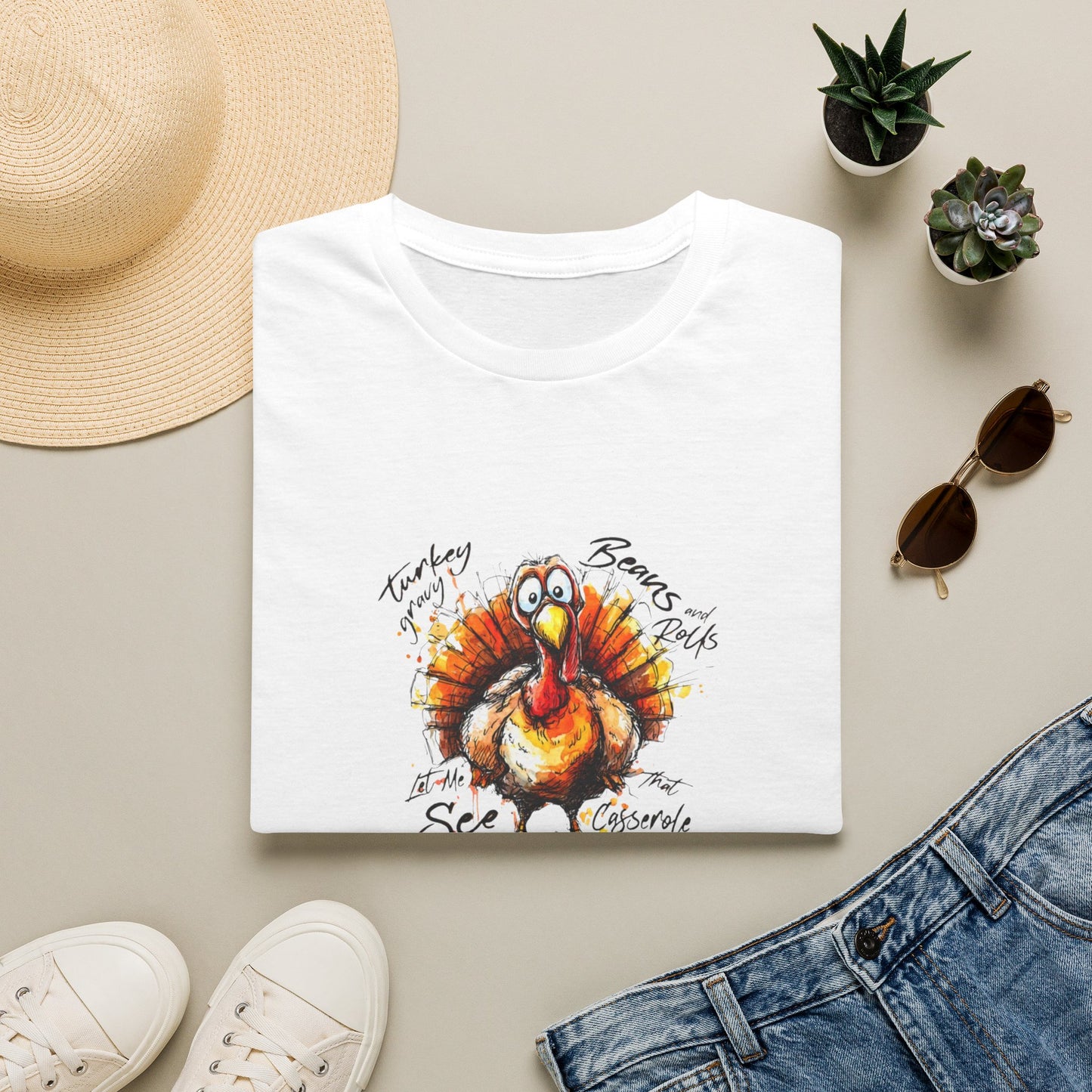 Thankful Turkey T-Shirt — Funny Watercolor Thanksgiving Tee
