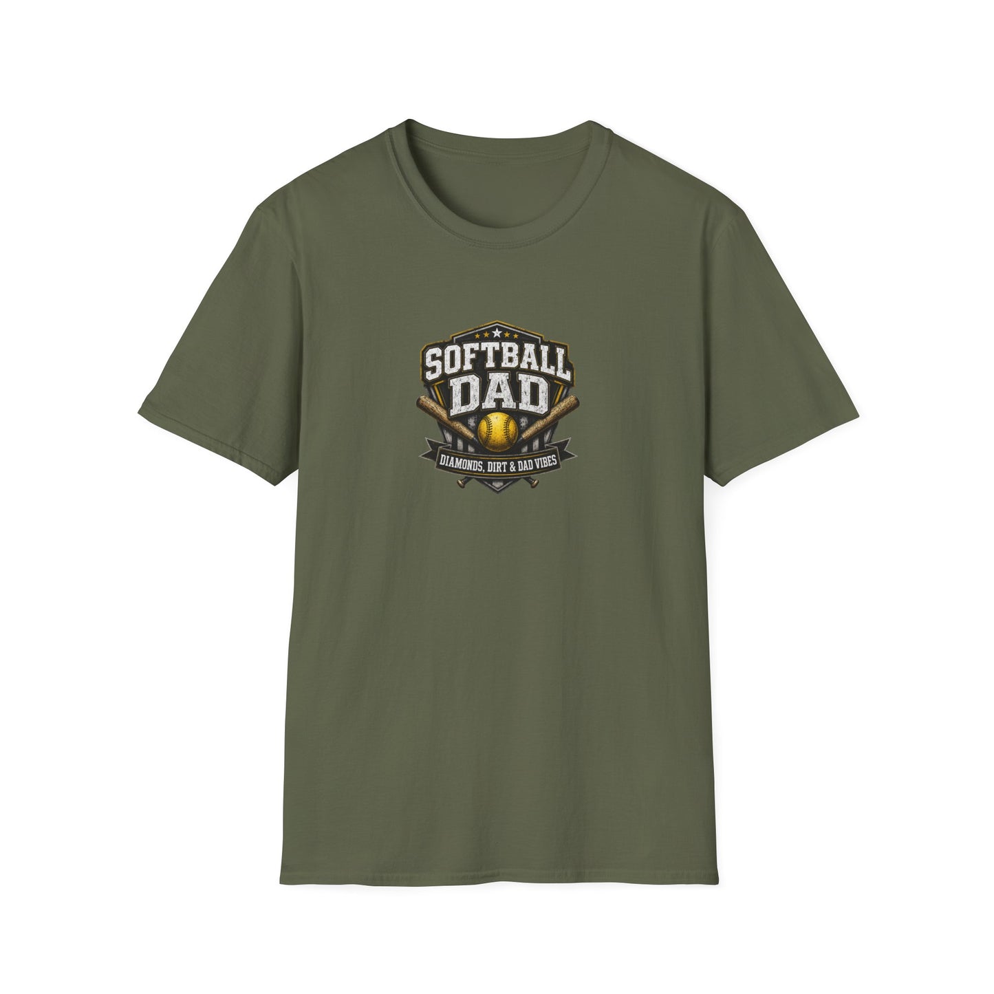 Softball Dad T-Shirt — Vintage Baseball Bat & Glove Design