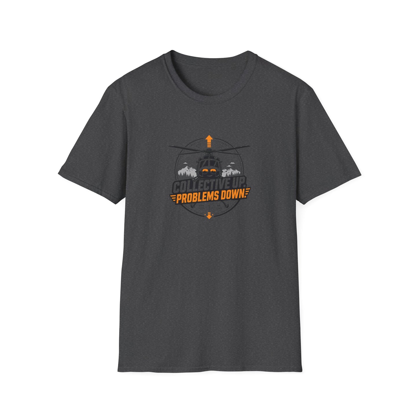 Helicopter T-Shirt — "Collective Up, Problems Down" Rescue Shirt