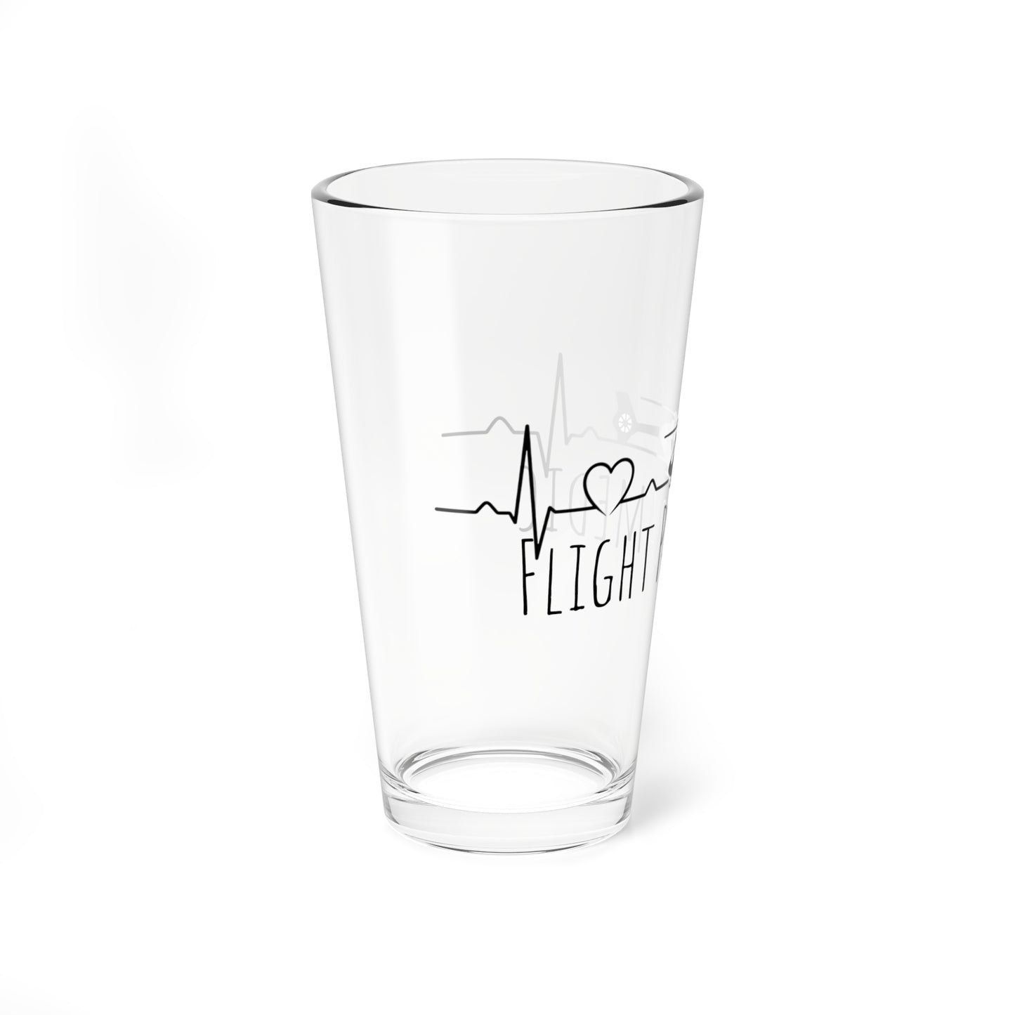 Flight Paramedic Pint Glass — 16oz Helicopter EKG Design