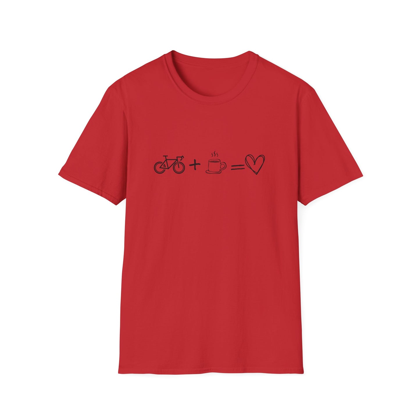 Bike + Coffee = Love Graphic Tee — Minimal Cycling & Coffee Lover Shirt