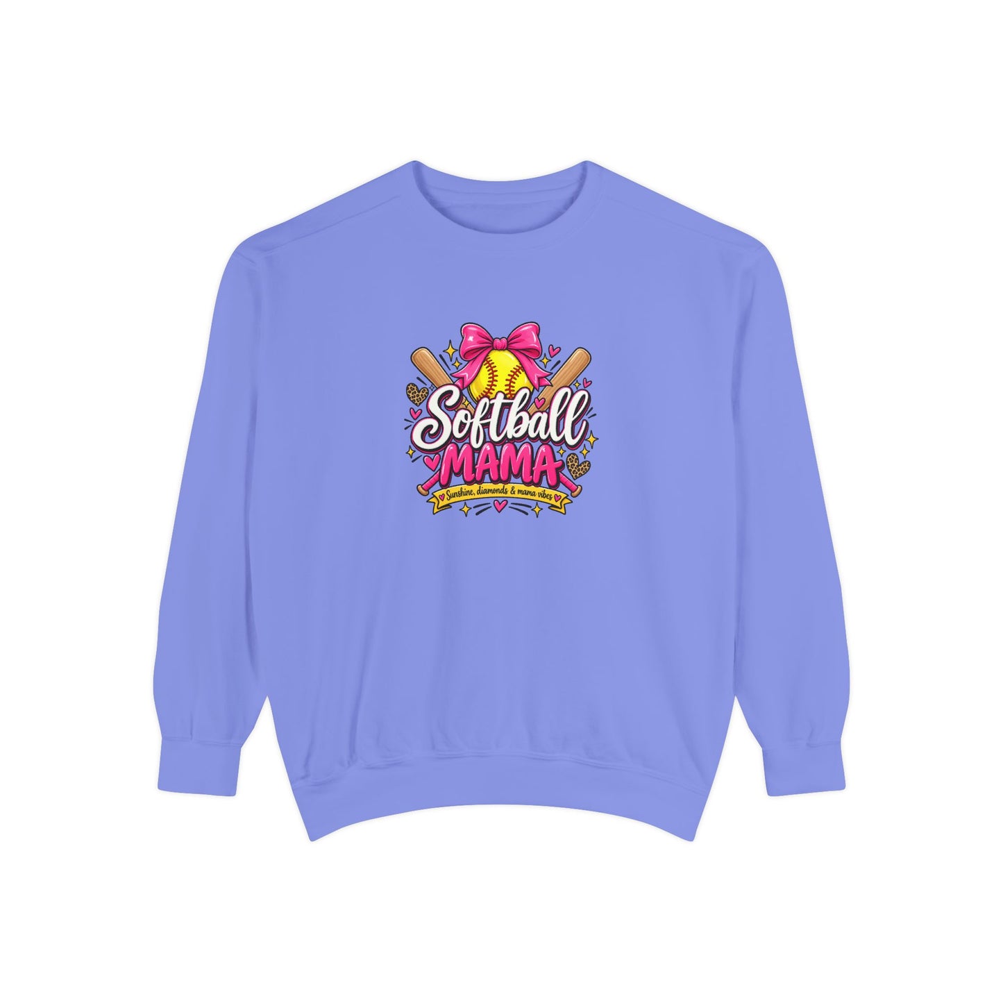 Softball Mama Sweatshirt — Cute Pink Bow Softball Mom Crewneck