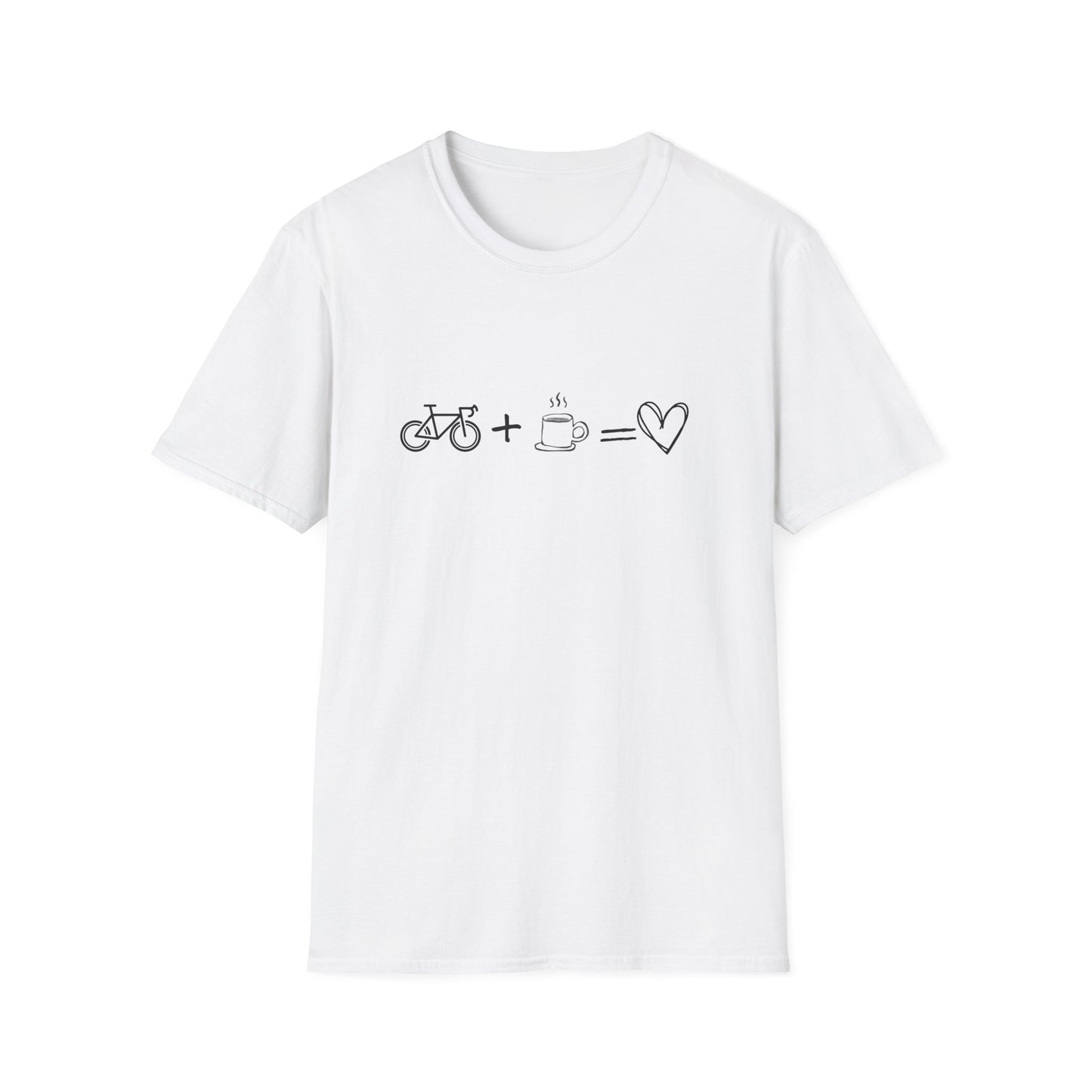 Bike + Coffee = Love Graphic Tee — Minimal Cycling & Coffee Lover Shirt