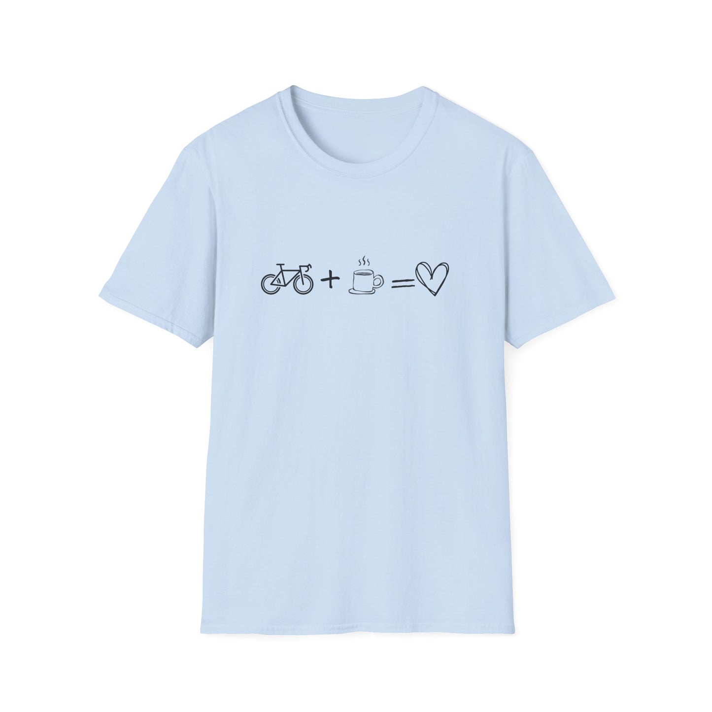 Bike + Coffee = Love Graphic Tee — Minimal Cycling & Coffee Lover Shirt