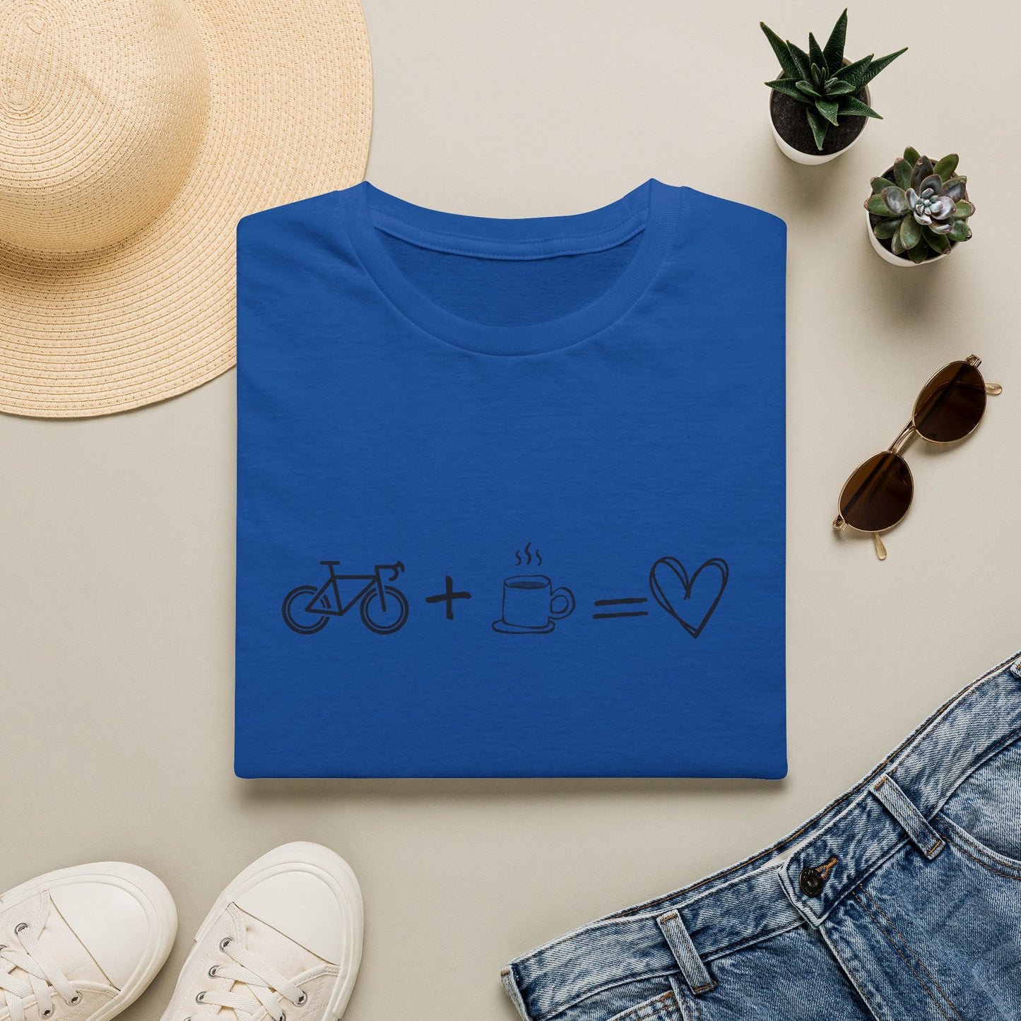 Bike + Coffee = Love Graphic Tee — Minimal Cycling & Coffee Lover Shirt