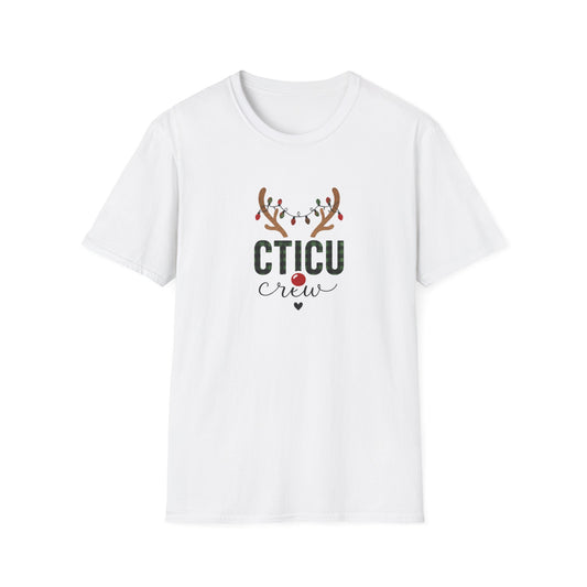 CTICU Crew Christmas T‑Shirt — Reindeer Antlers ICU Nurse Holiday Tee