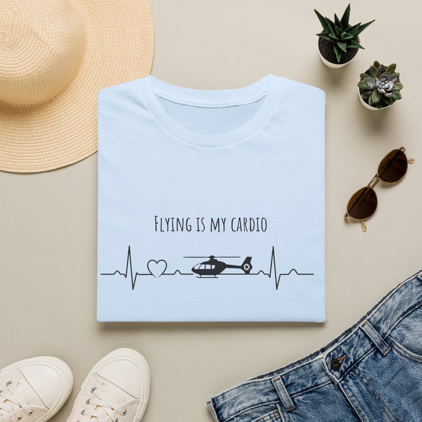 Flying Is My Cardio Helicopter T-Shirt — Pilot & Aviation Lover Tee