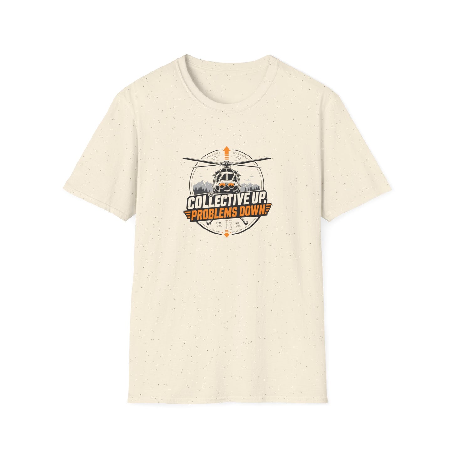 Helicopter T-Shirt — "Collective Up, Problems Down" Rescue Shirt