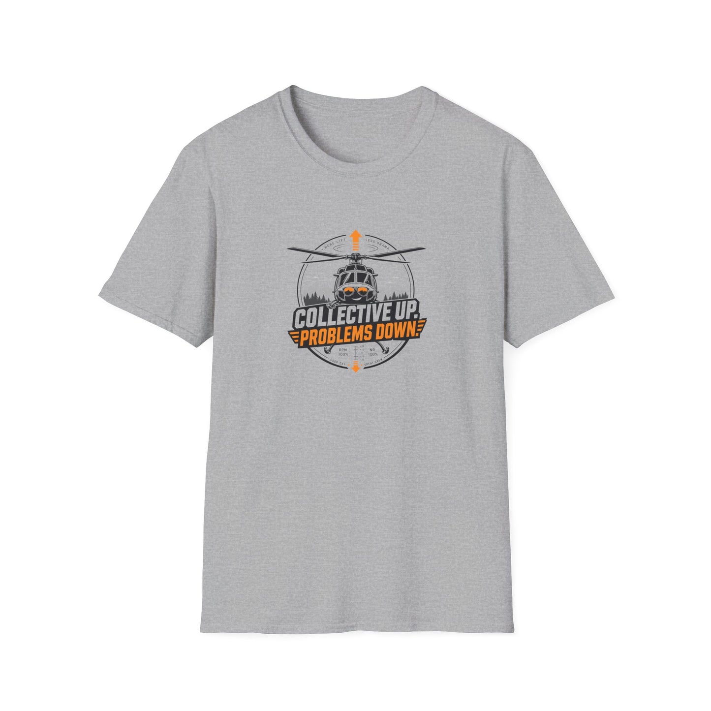 Helicopter T-Shirt — "Collective Up, Problems Down" Rescue Shirt