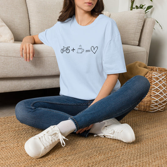 Bike + Coffee = Love Graphic Tee — Minimal Cycling & Coffee Lover Shirt
