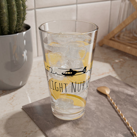 Flight Nurse Pint Glass – 16oz Mixing Glass with Helicopter ECG Design