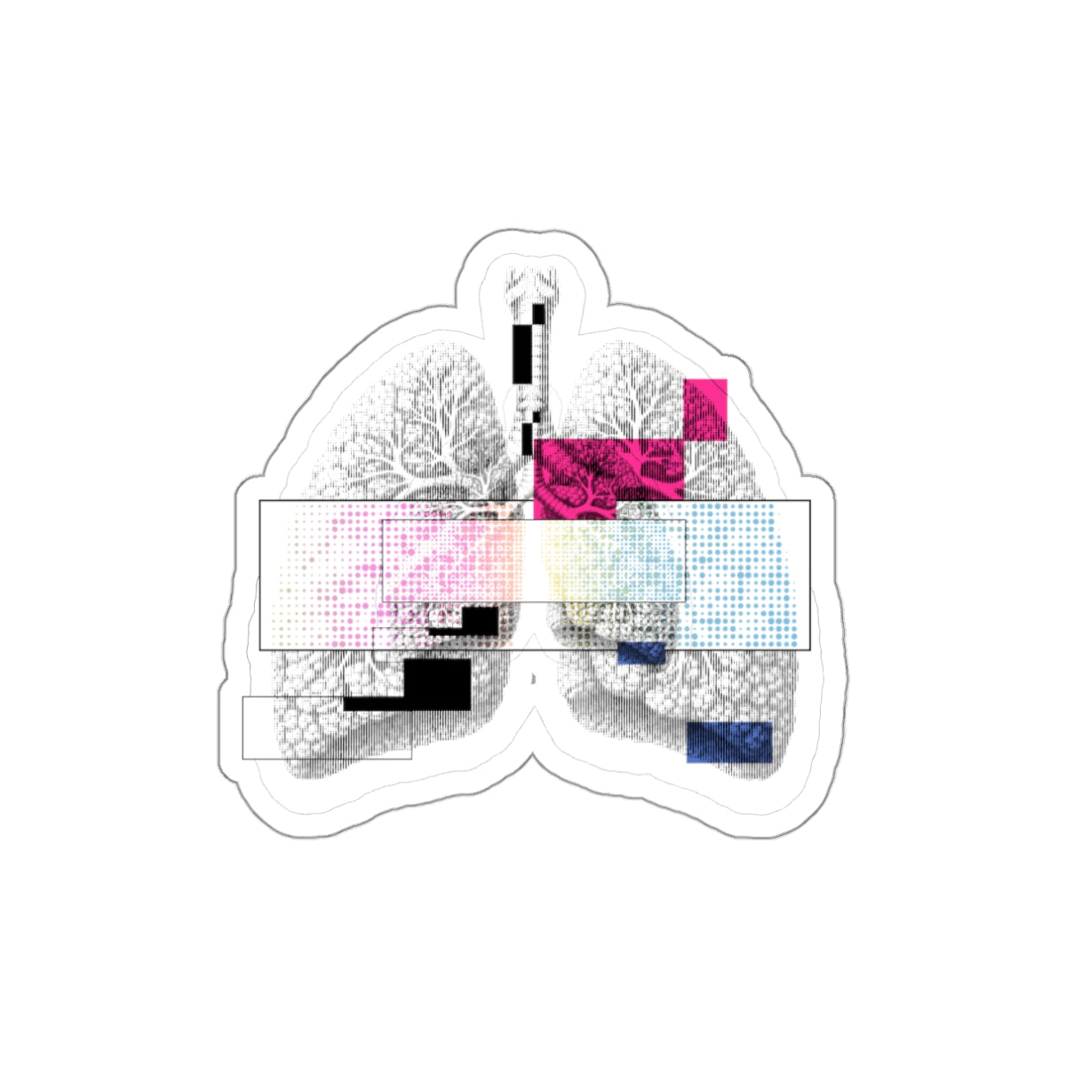 Abstract Lungs Anatomy Die-Cut Stickers | Medical Art, Pink Blue Geometric