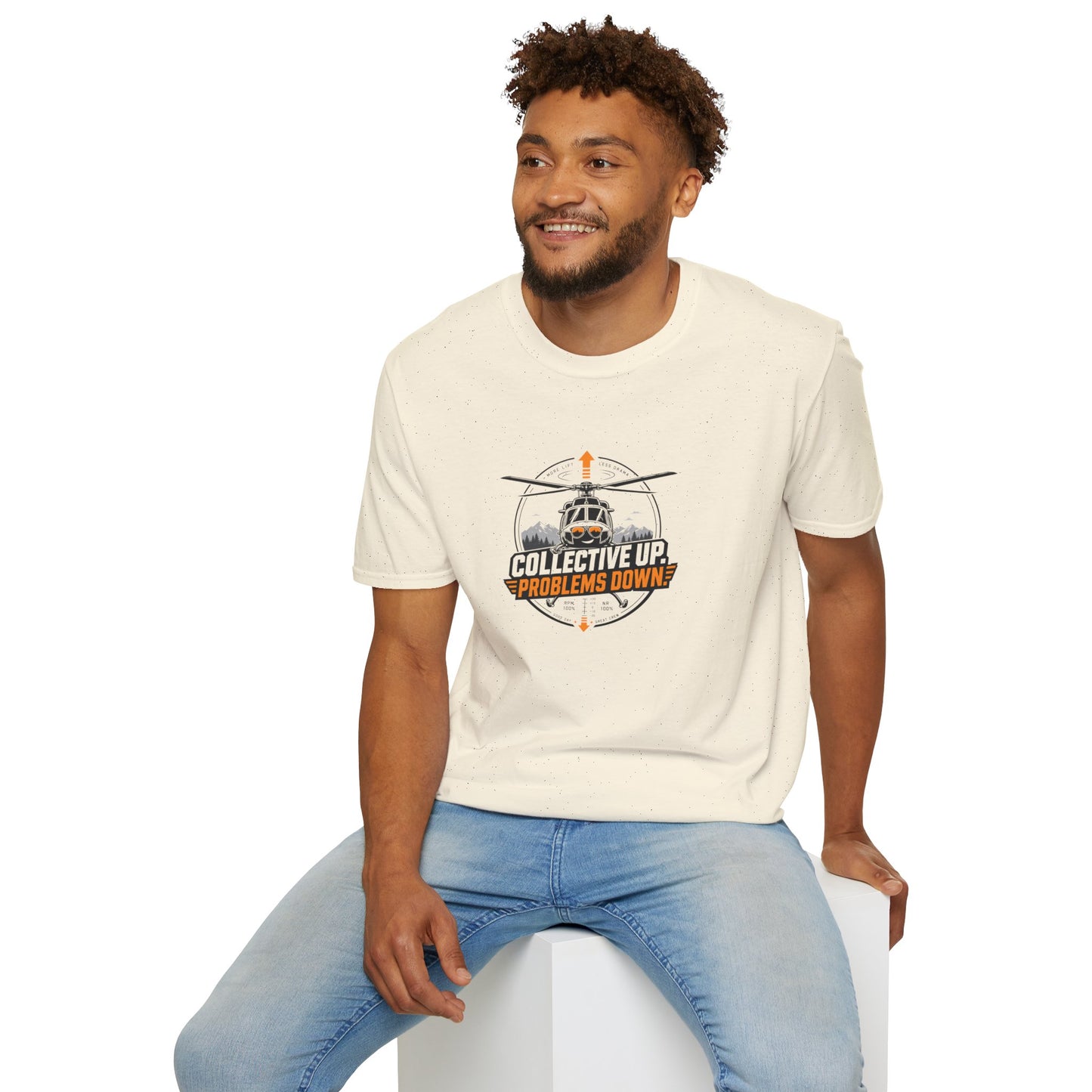 Helicopter T-Shirt — "Collective Up, Problems Down" Rescue Shirt