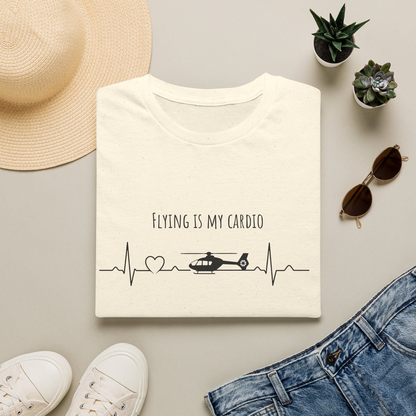 Flying Is My Cardio Helicopter T-Shirt — Pilot & Aviation Lover Tee