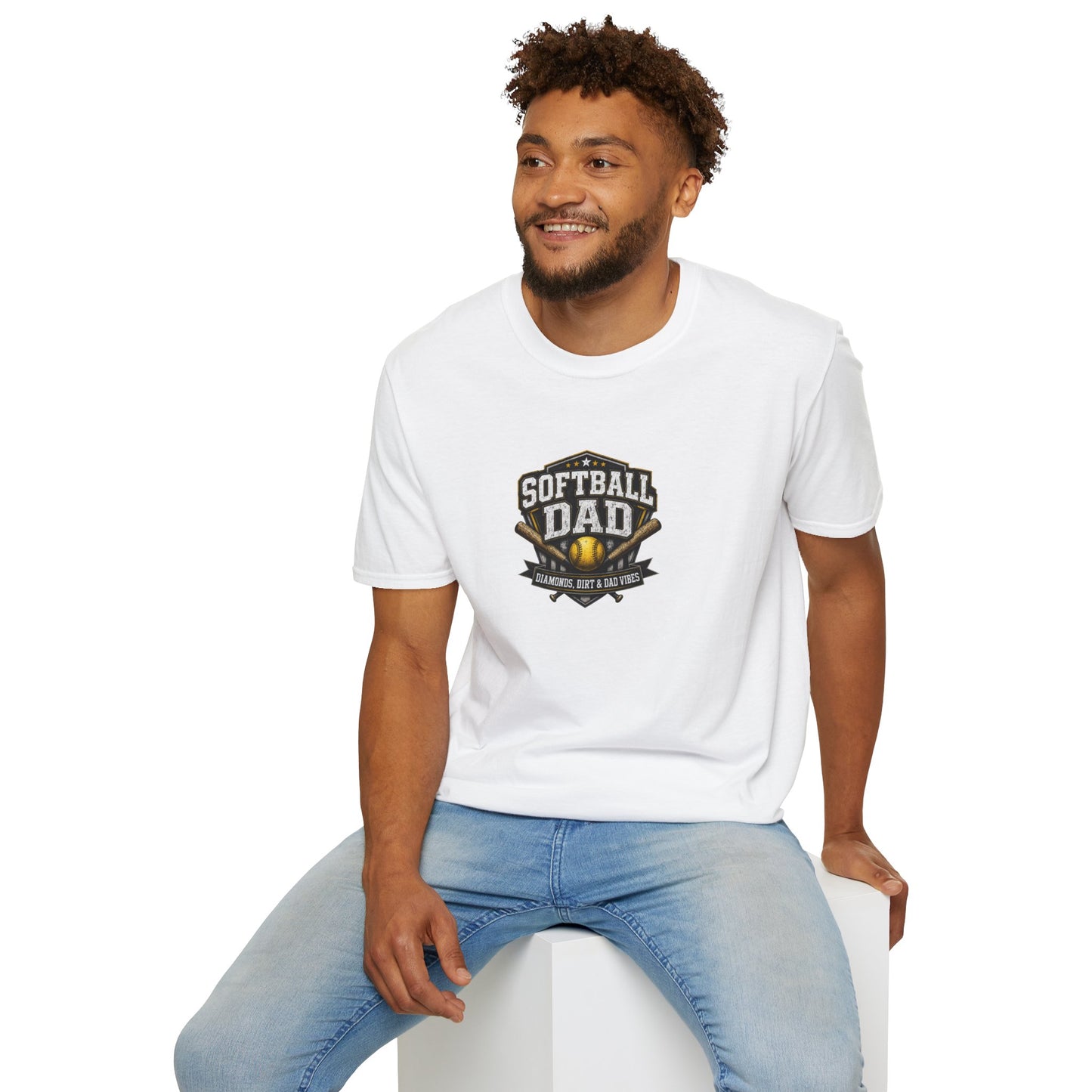 Softball Dad T-Shirt — Vintage Baseball Bat & Glove Design