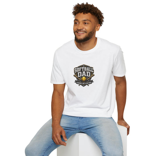 Softball Dad T-Shirt — Vintage Baseball Bat & Glove Design