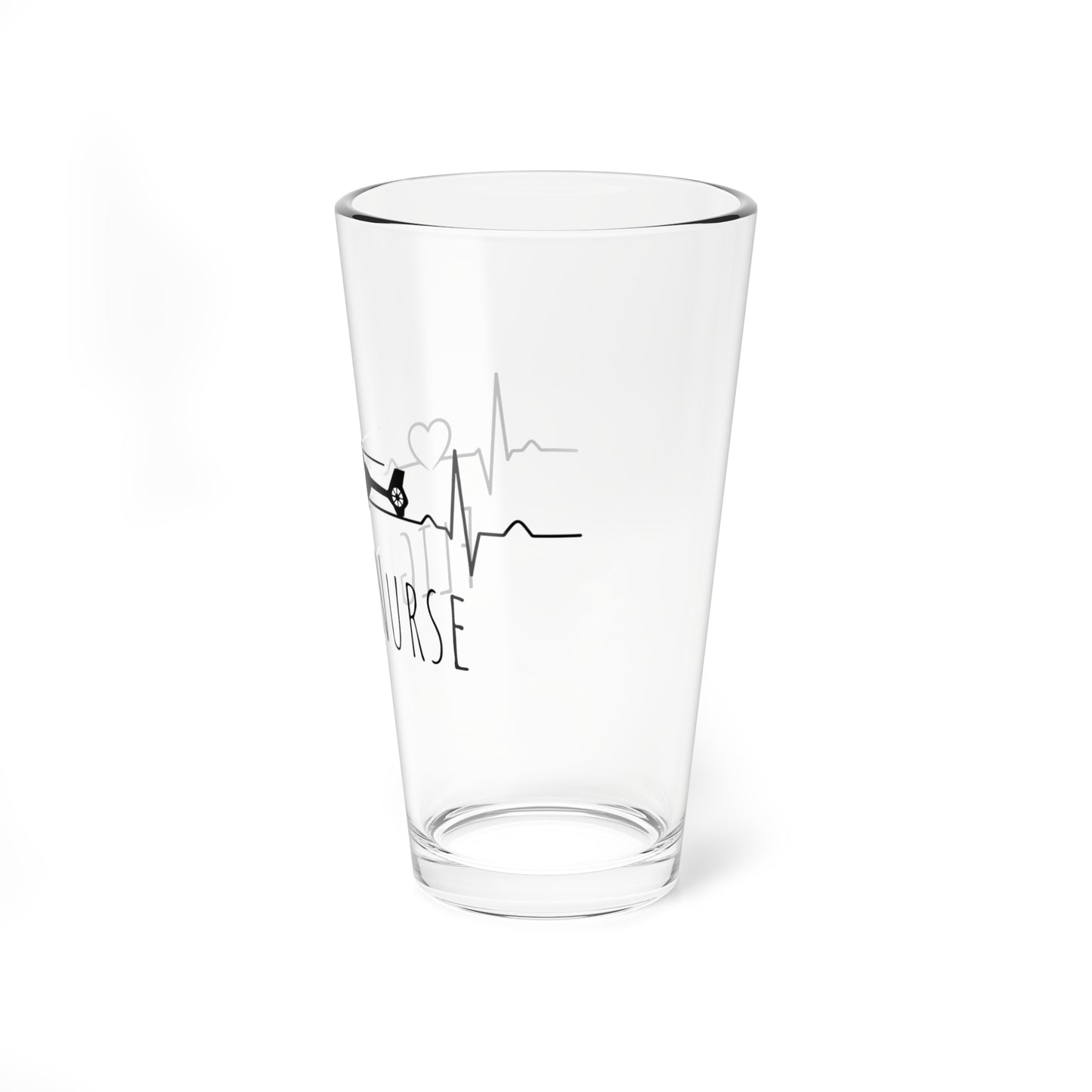 Flight Nurse Pint Glass – 16oz Mixing Glass with Helicopter ECG Design