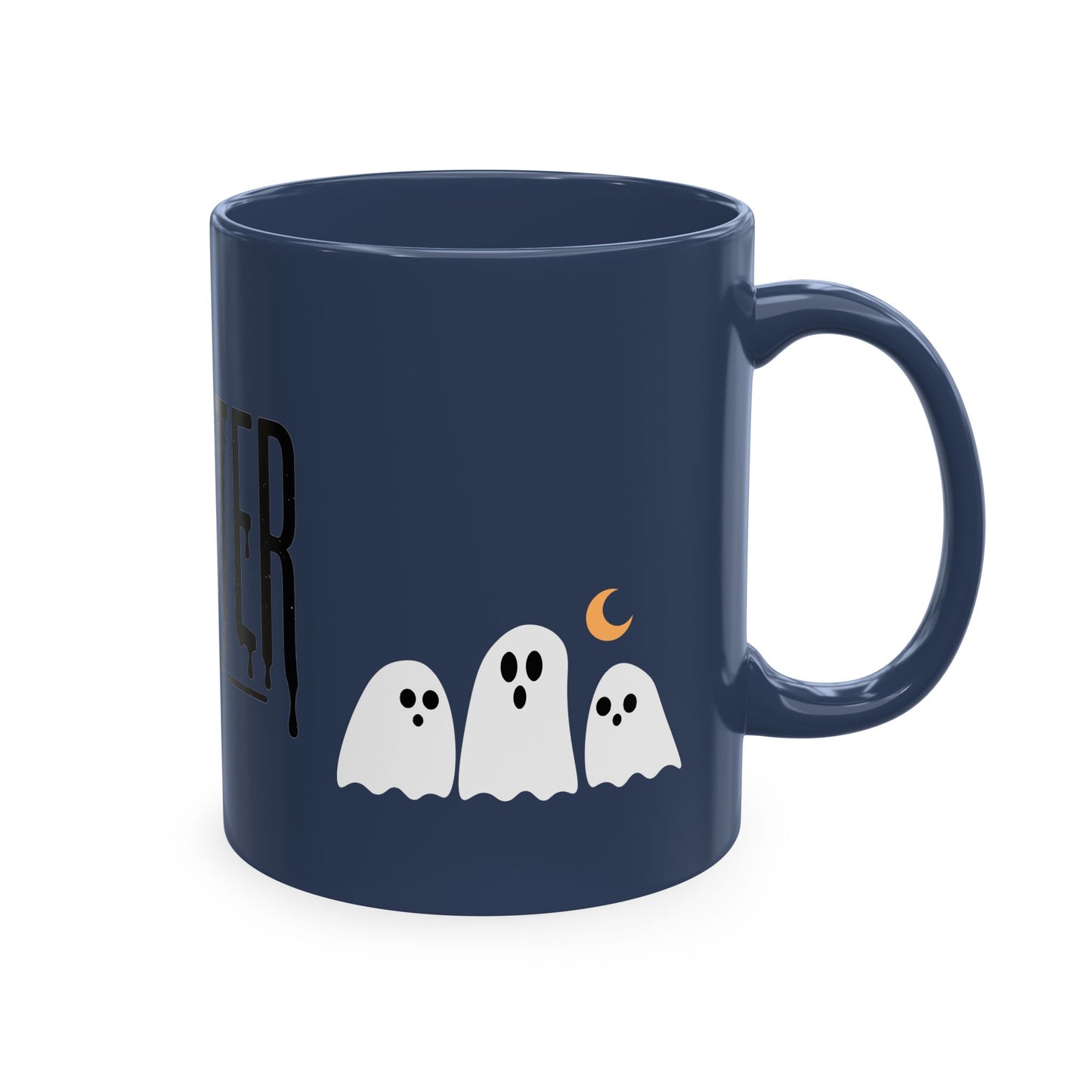 Momster Ceramic Mug — Halloween Mom Coffee Cup with Ghosts & Bat
