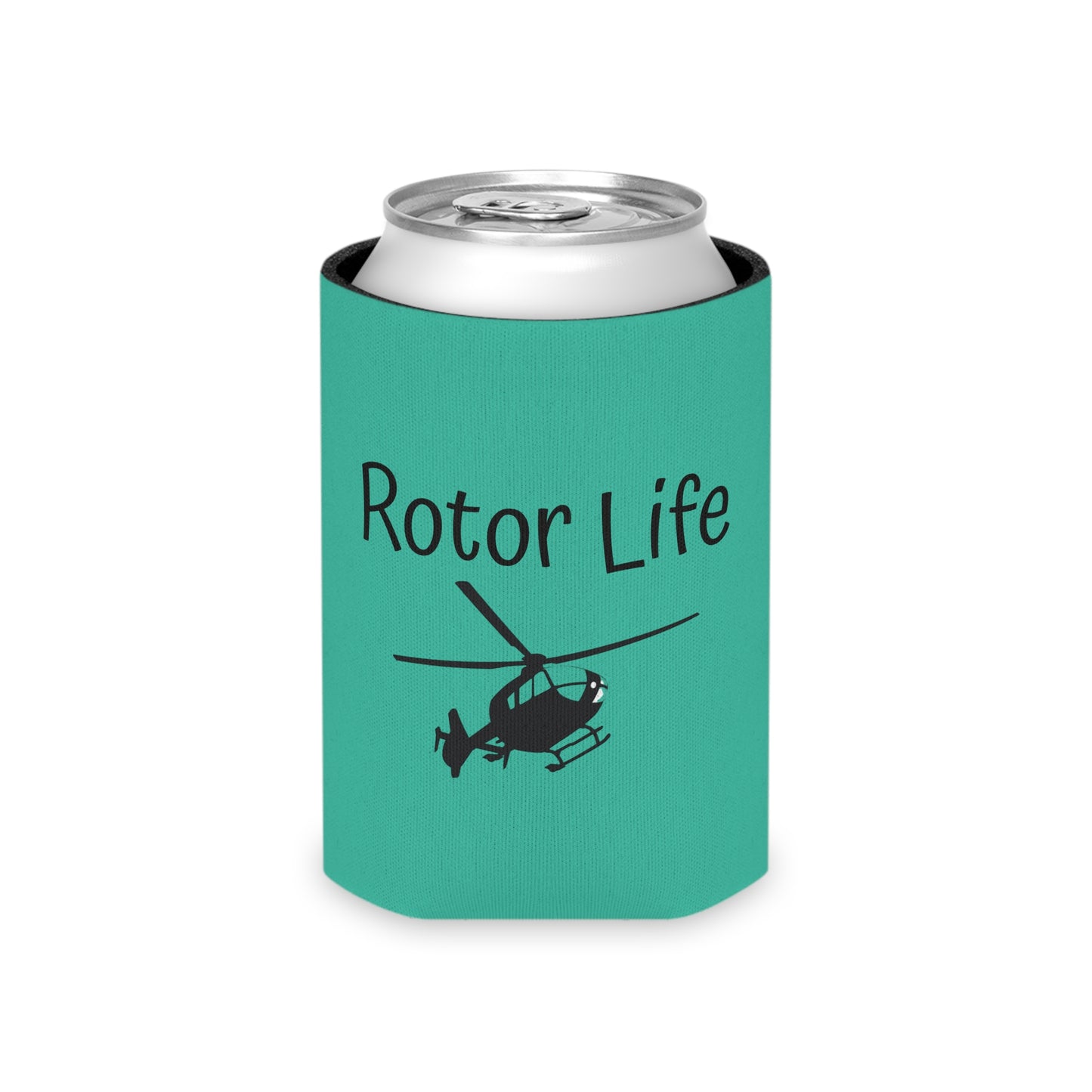 Rotor Life Can Cooler — Helicopter Pilot Drink Koozie with Heartbeat Design