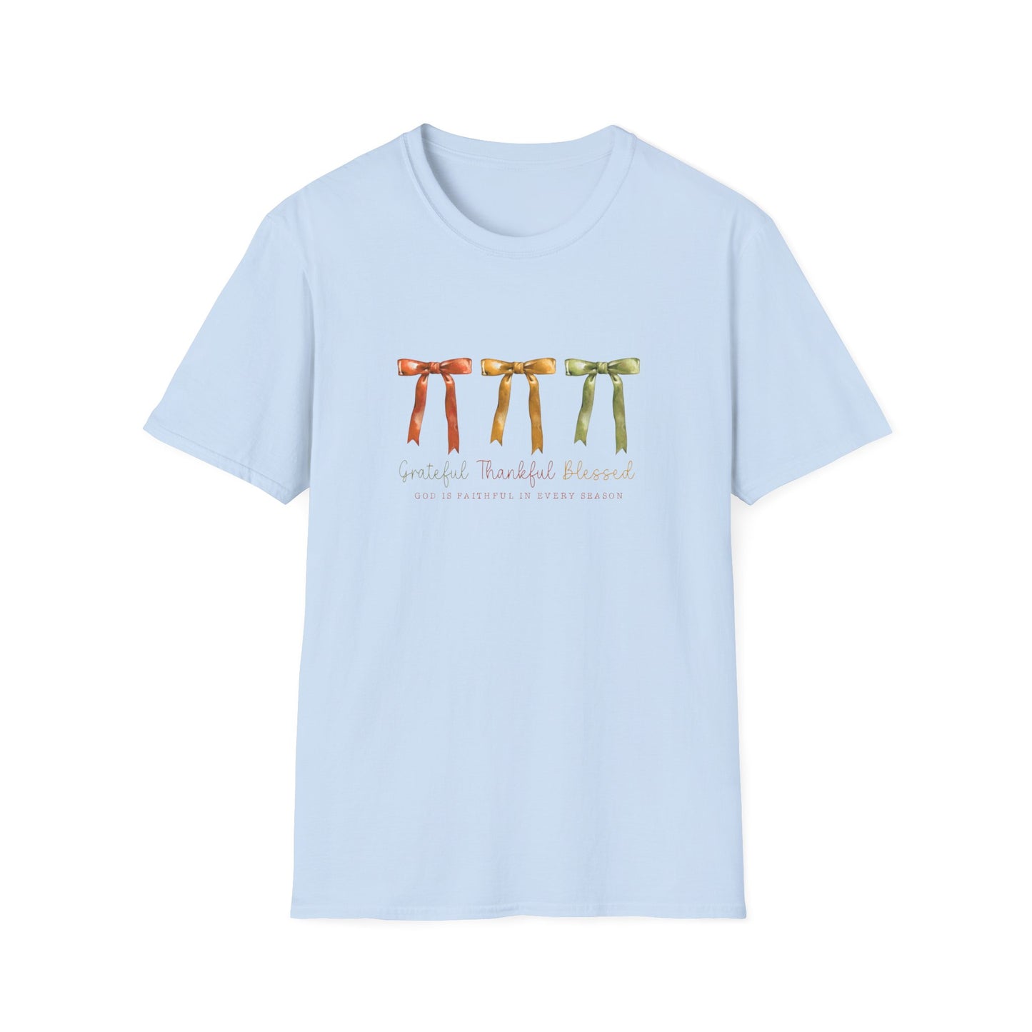 Grateful Thankful Blessed Autumn Ribbon Graphic Tshirt