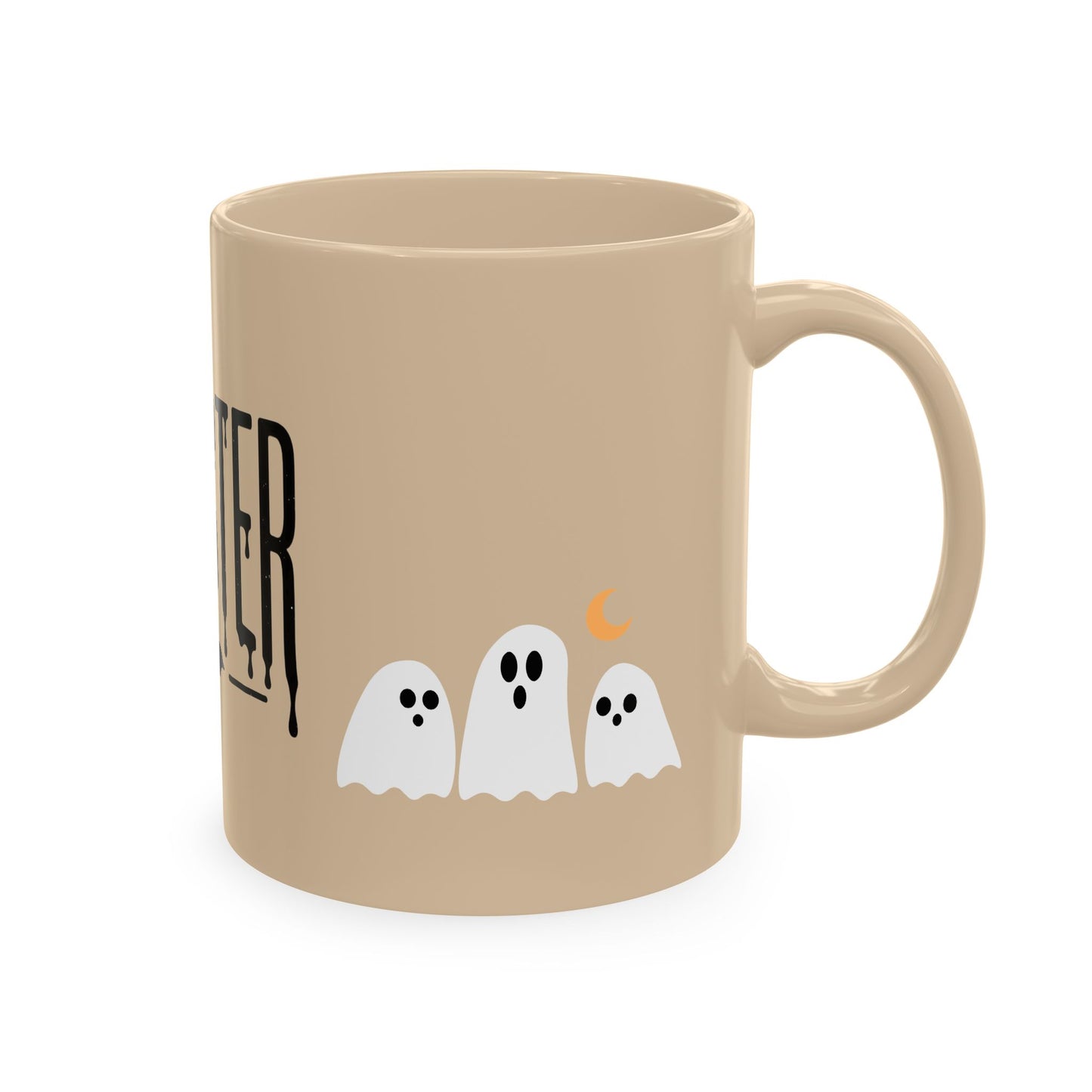 Momster Ceramic Mug — Halloween Mom Coffee Cup with Ghosts & Bat