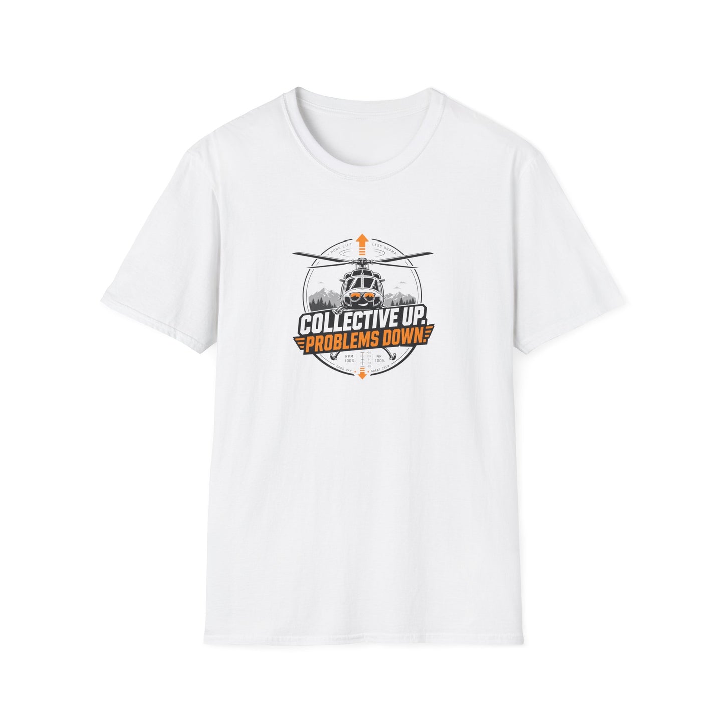 Helicopter T-Shirt — "Collective Up, Problems Down" Rescue Shirt