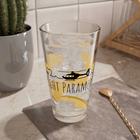 Flight Paramedic Pint Glass — 16oz Helicopter EKG Design
